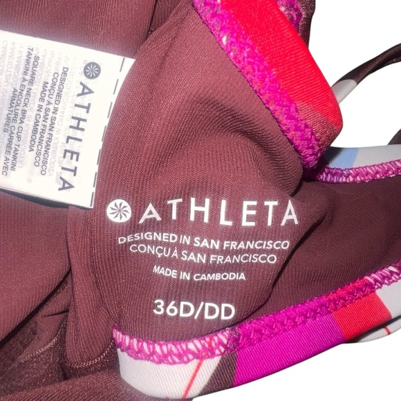 Athleta Square Neck Bra Cup Tankini 36D/DD Hero Bloom Floral Underwire Support - Picture 9 of 10